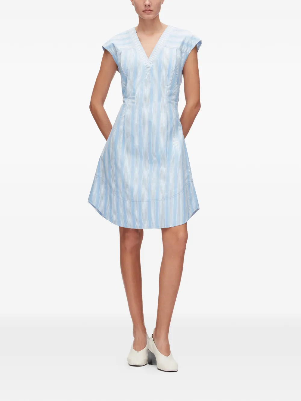 3.1 Phillip Lim Gestreepte mini-jurk met V-hals Blauw