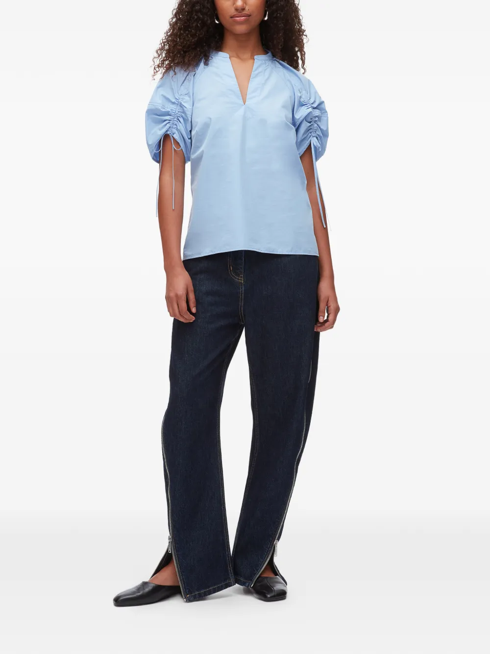  3.1 Phillip Lim Drawstring V-neck Top - Blue 