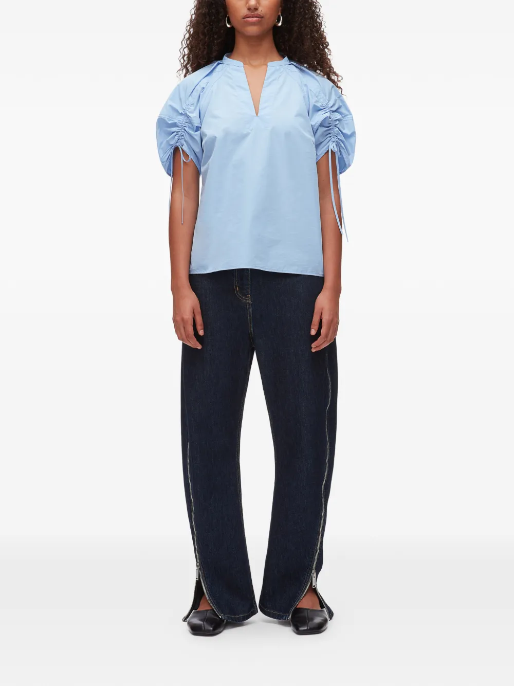  3.1 Phillip Lim Drawstring V-neck Top - Blue 