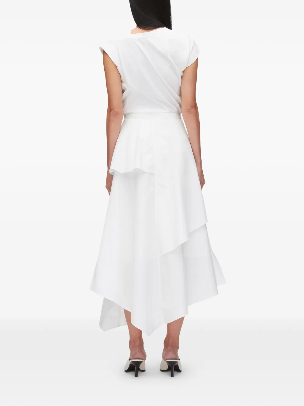 3.1 Phillip Lim Midi-rok met bloemenprint en ruches Wit