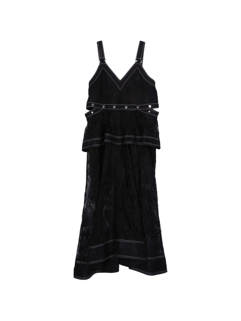 3.1 Phillip Lim Nieten-Midikleid mit V-Ausschnitt - Schwarz