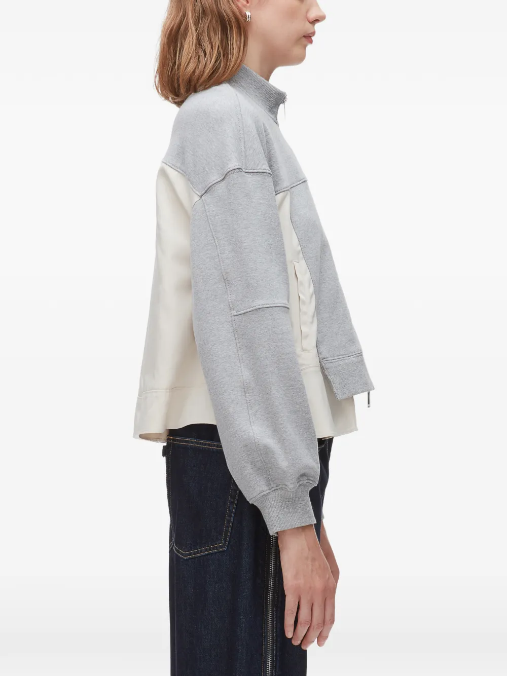 3.1 Phillip Lim Trui met vlakken en rits Grijs