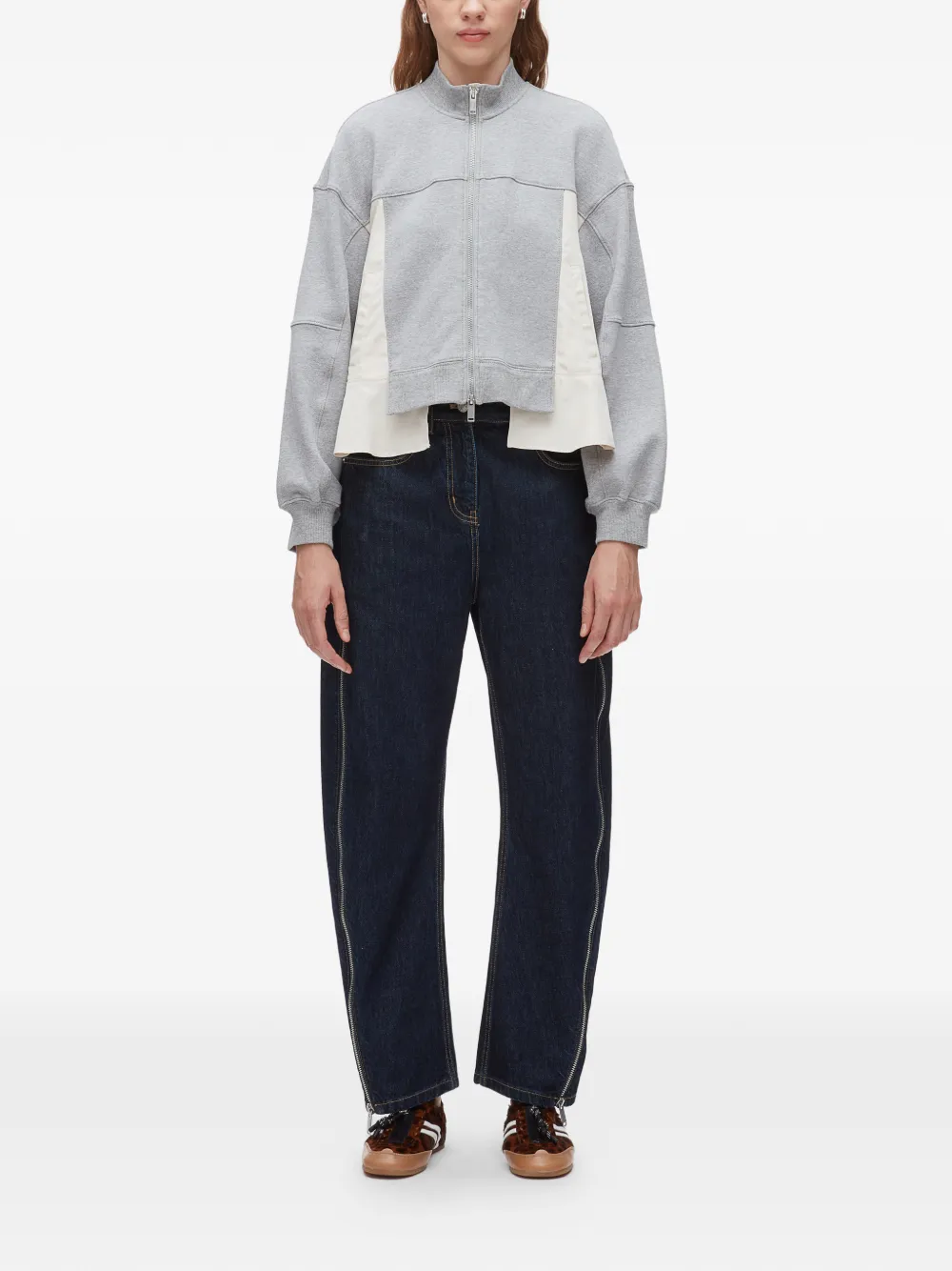  3.1 Phillip Lim Zip-up Panelled Sweater - Grey 