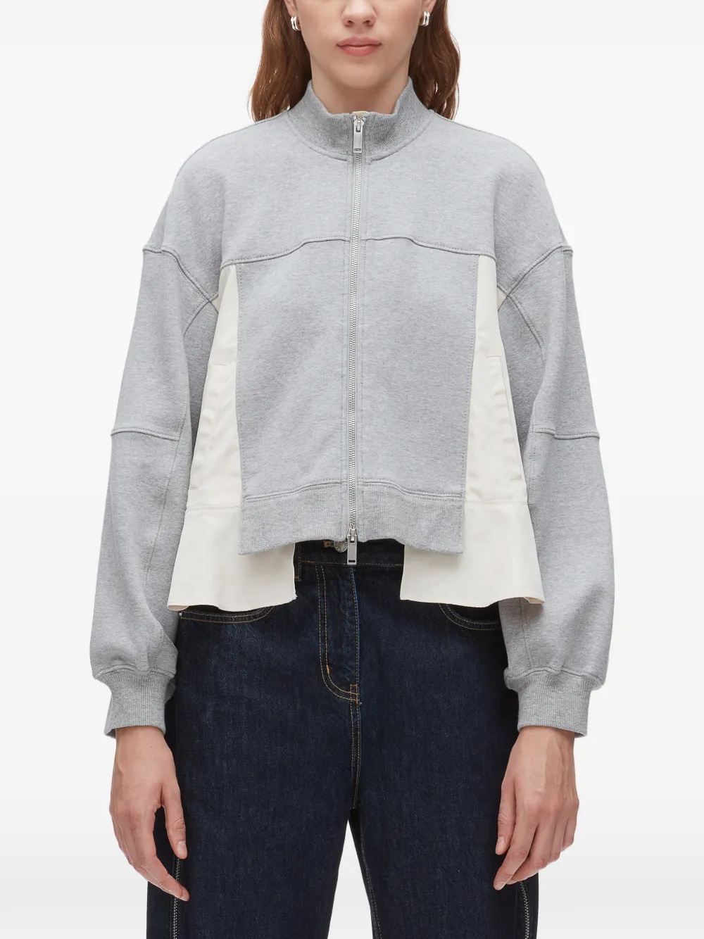 3.1 Phillip Lim Trui met vlakken en rits Grijs