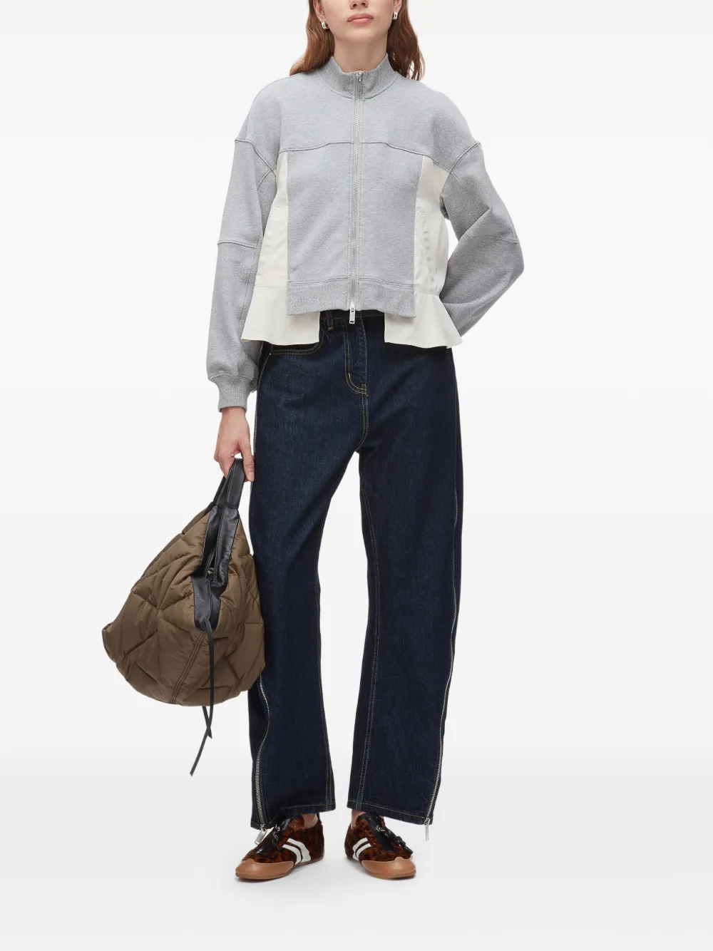  3.1 Phillip Lim Zip-up Panelled Sweater - Grey 