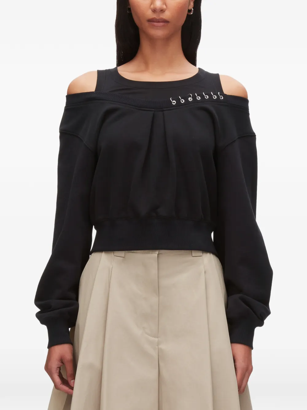  3.1 Phillip Lim Cold-shoulder Safety-pin Top - Black 