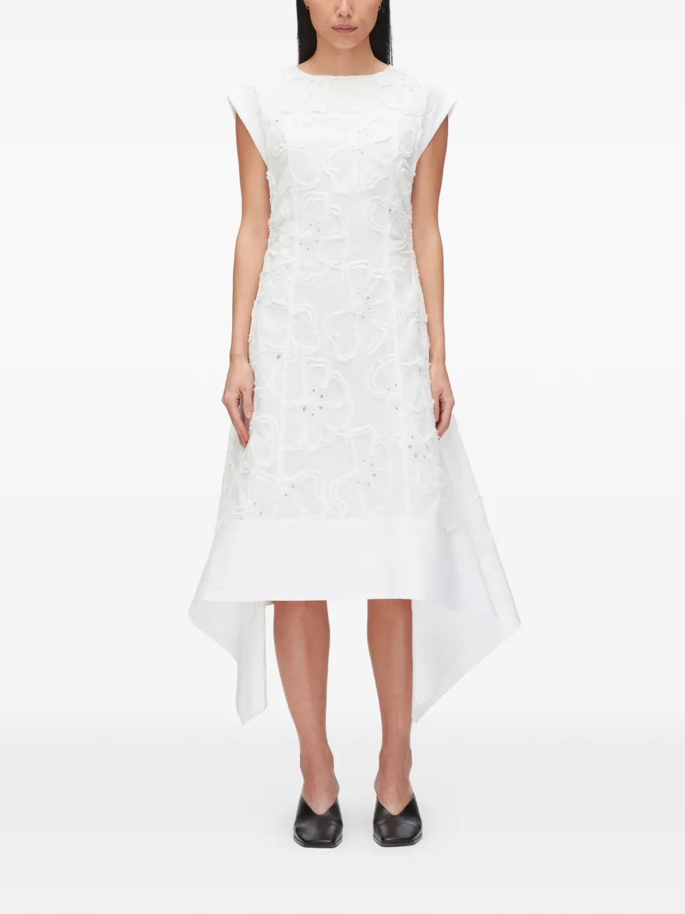 3.1 Phillip Lim Mini-jurk met bloemen-applicatie en strik Wit