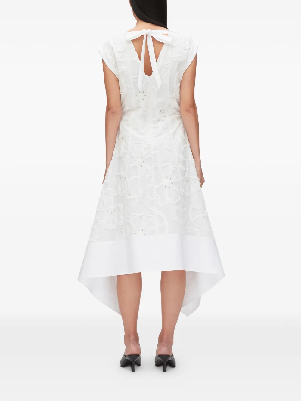 3.1 Phillip Lim Mini-jurk met bloemen-applicatie en strik Wit