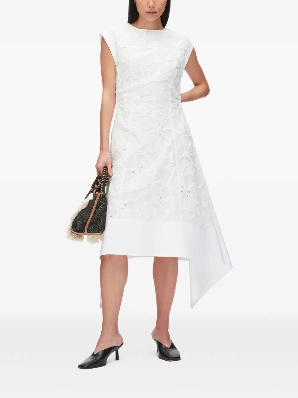 3.1 Phillip Lim Mini-jurk met bloemen-applicatie en strik Wit