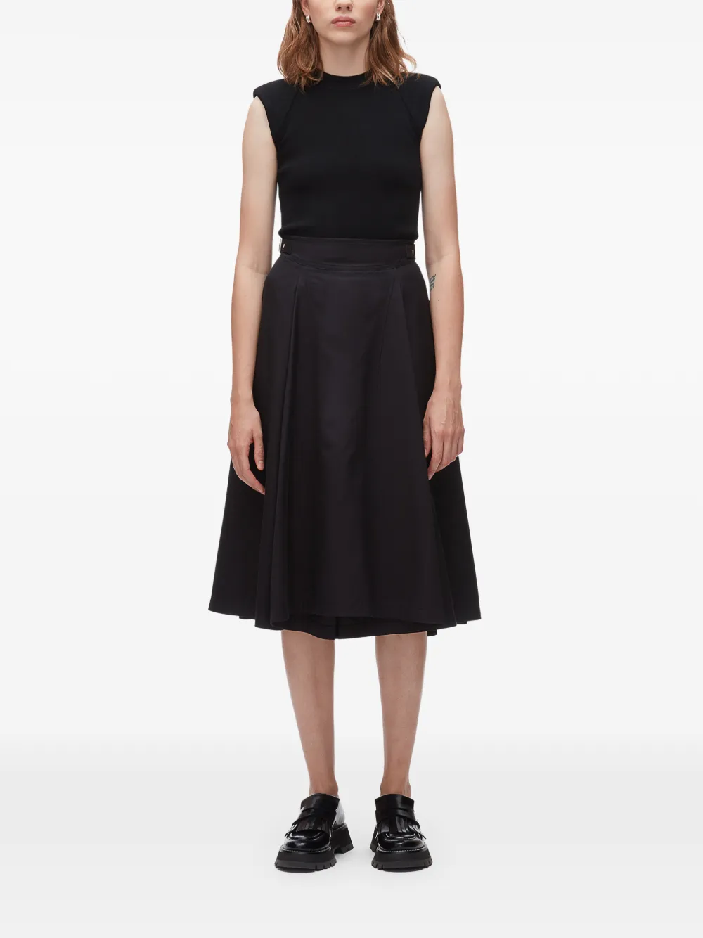 3.1 Phillip Lim Midi-rok met A-lijn Zwart