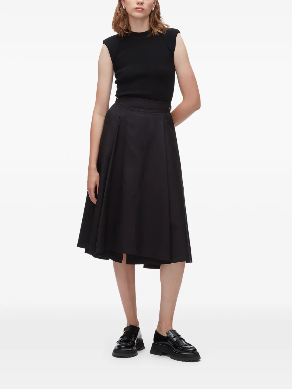 3.1 Phillip Lim Midi-rok met A-lijn Zwart