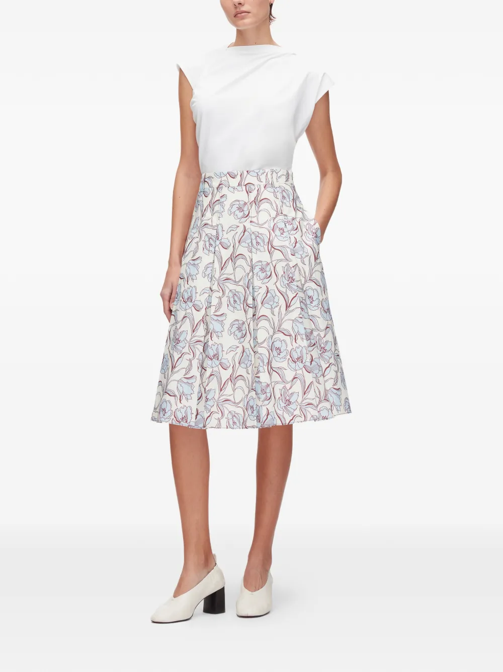 3.1 Phillip Lim Midi-jurk met bloemenprint Beige