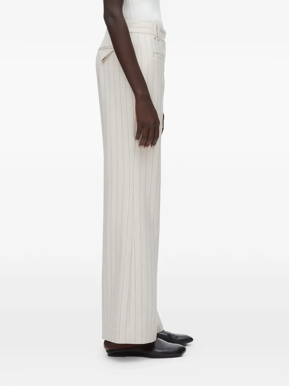 3.1 Phillip Lim Broek met krijtstreep en knoopsluiting Beige