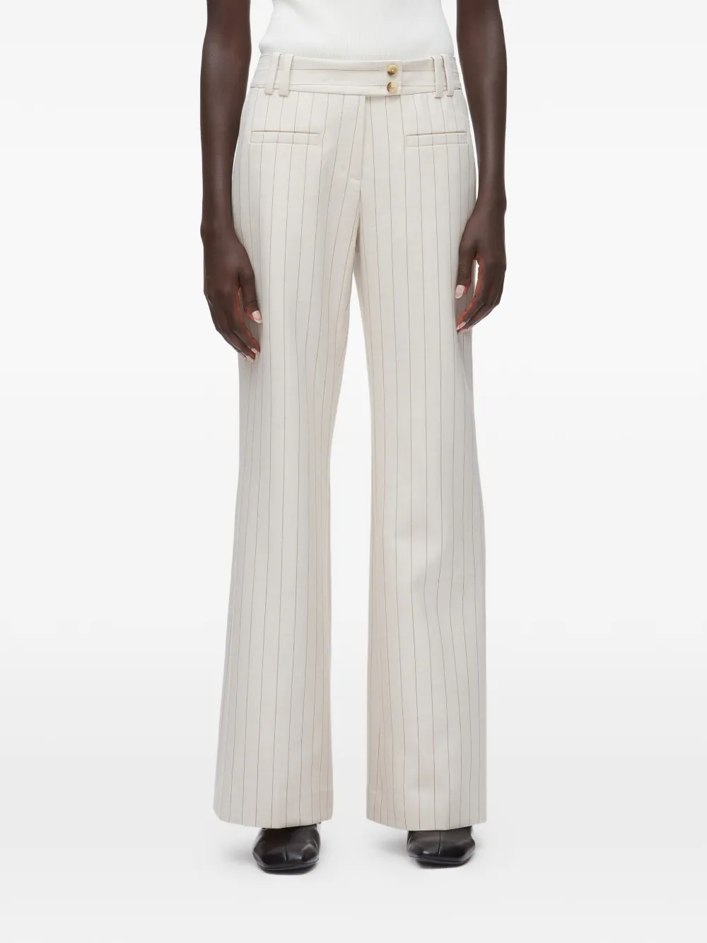 3.1 Phillip Lim Broek met krijtstreep en knoopsluiting Beige