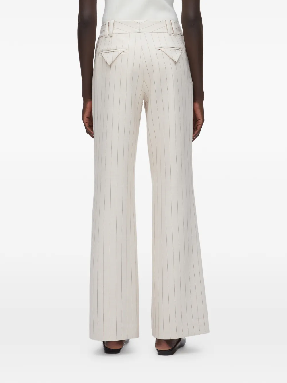 3.1 Phillip Lim Broek met krijtstreep en knoopsluiting Beige