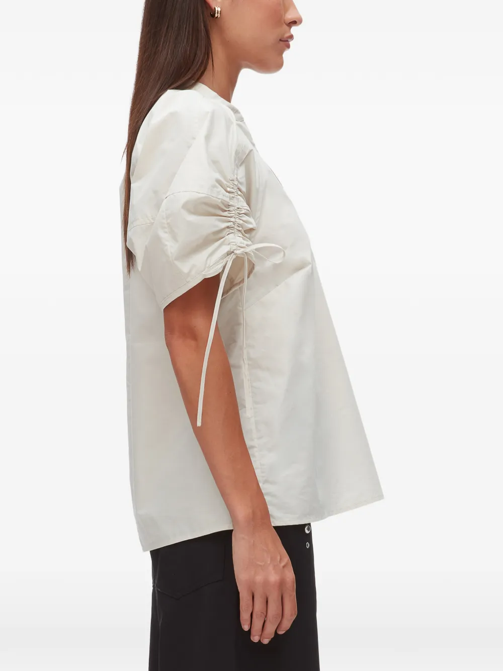 3.1 Phillip Lim Top met trekkoord en V-hals Beige