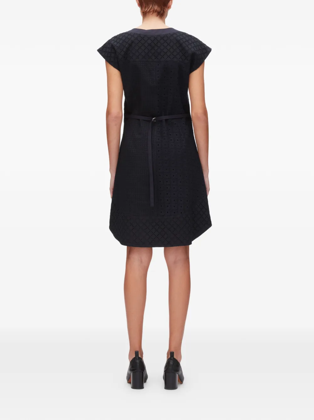 3.1 Phillip Lim Katoenen mini-jurk met ceintuur en V-hals Blauw