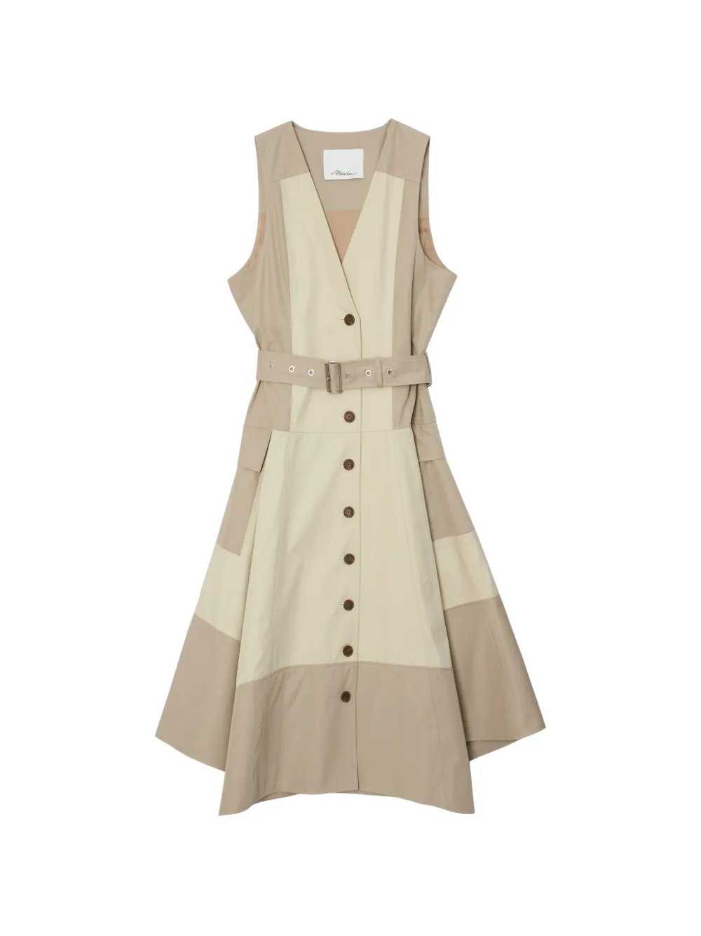 3.1 Phillip Lim belted button cotton midi dress - Neutrals