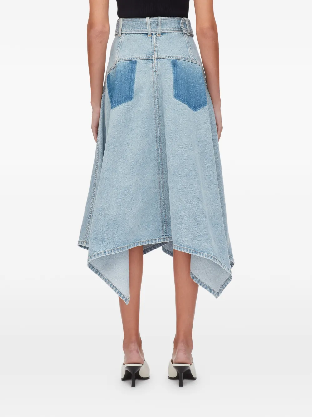 Patchwork Belted Midi Skirt