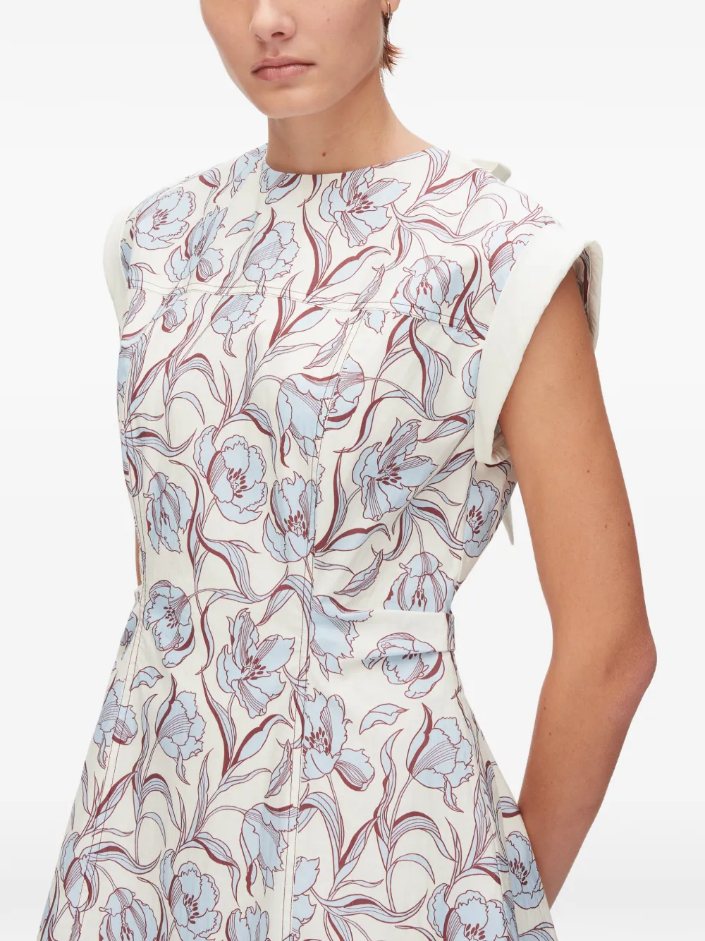 3.1 Phillip Lim Mini-jurk met bloemenprint en strik aan de achterkant Wit