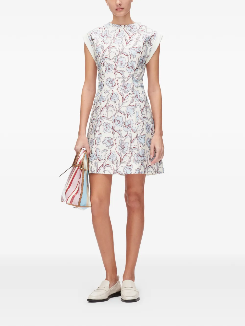 3.1 Phillip Lim Mini-jurk met bloemenprint en strik aan de achterkant Wit
