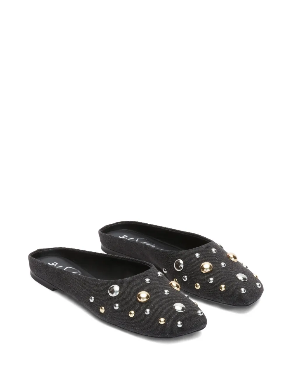 3.1 Phillip Lim Dome studded mules Zwart