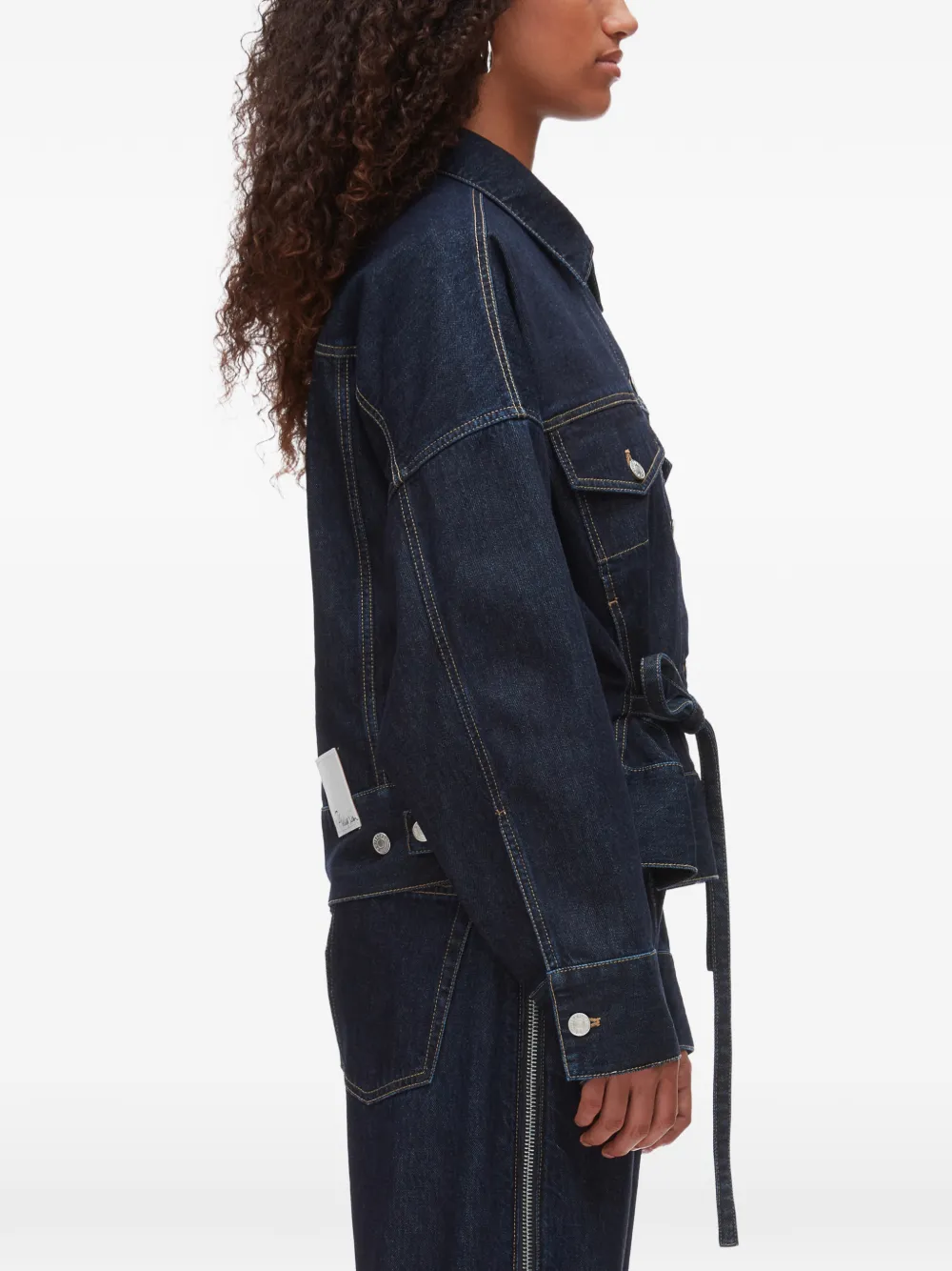3.1 Phillip Lim Katoenen jack met gestrikte taille Blauw
