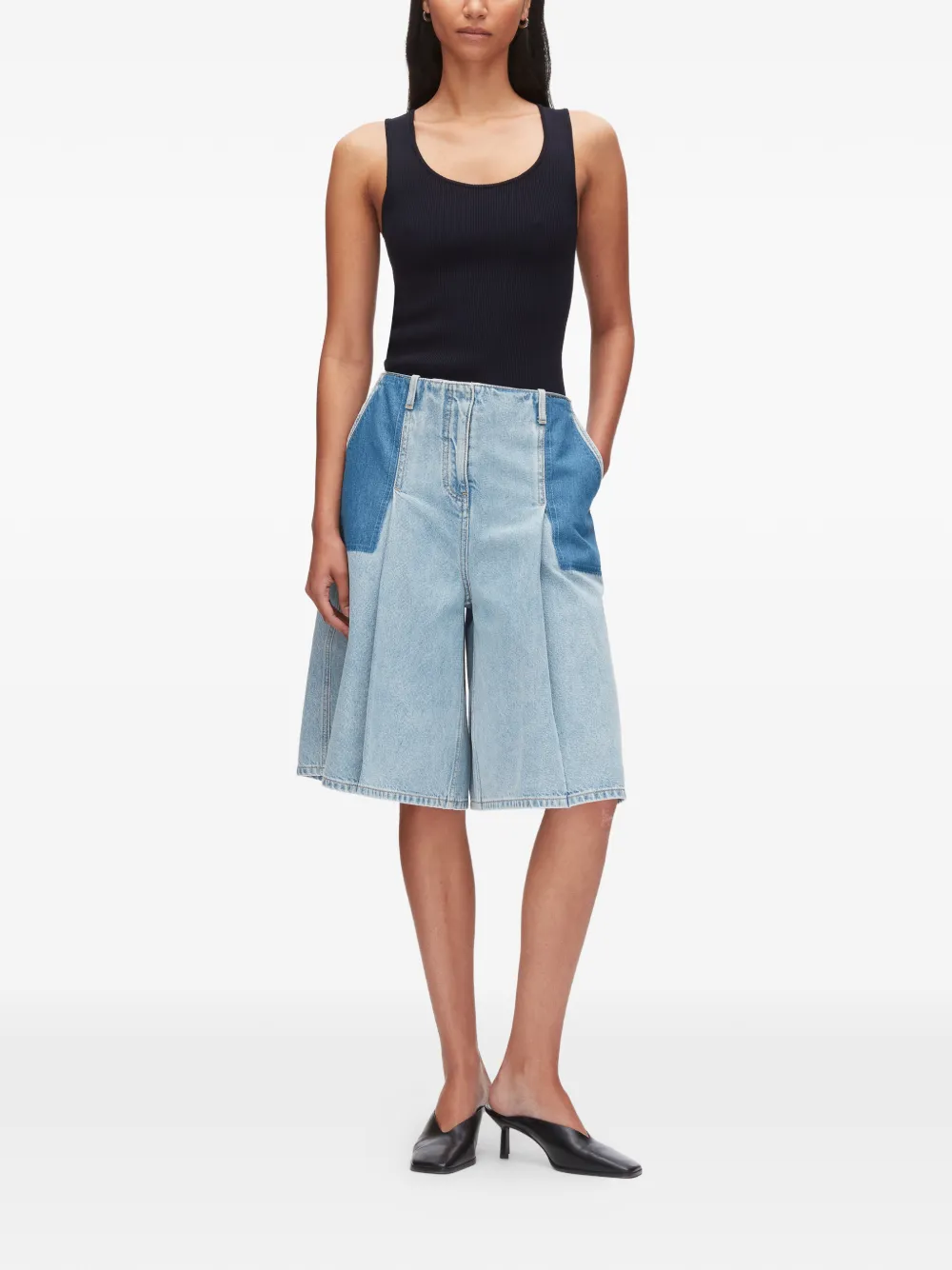  3.1 Phillip Lim Patchwork Pleat Shorts - Blue 