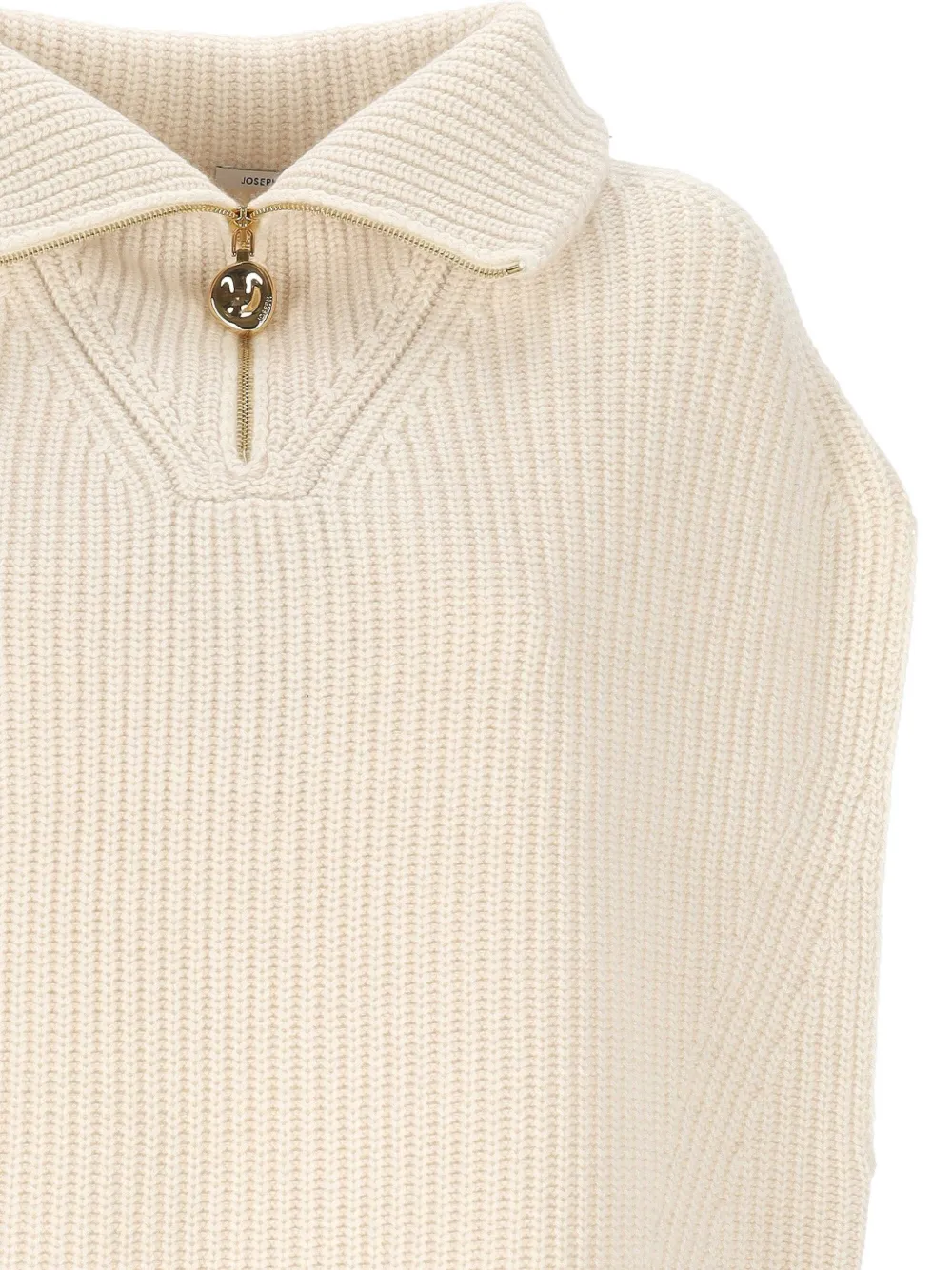 JOSEPH Top met trechterhals en halve rits Beige
