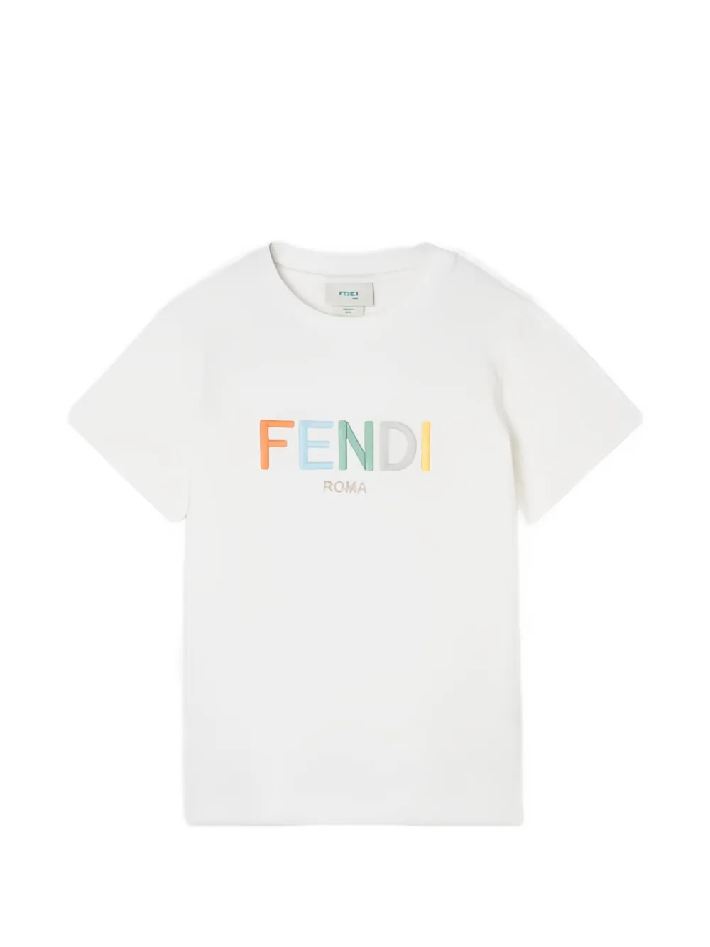 Fendi Kids logo-embroidered T-shirt - Bianco