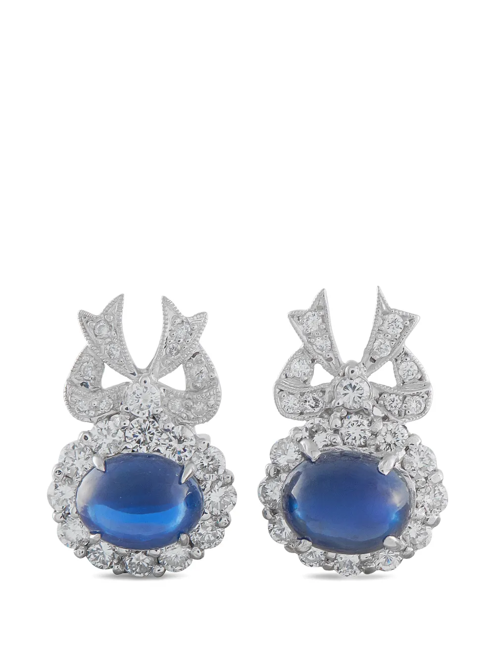 LB Exclusive diamond sapphire bow earrings - Argento