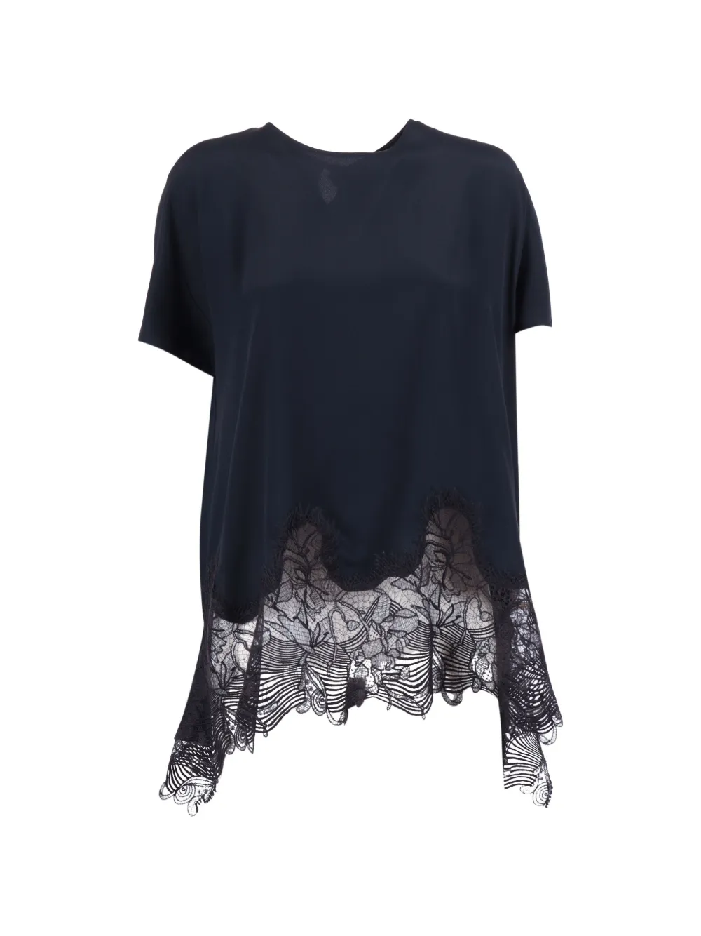 Fabiana Filippi lace-trim crepe de chine top - Blu
