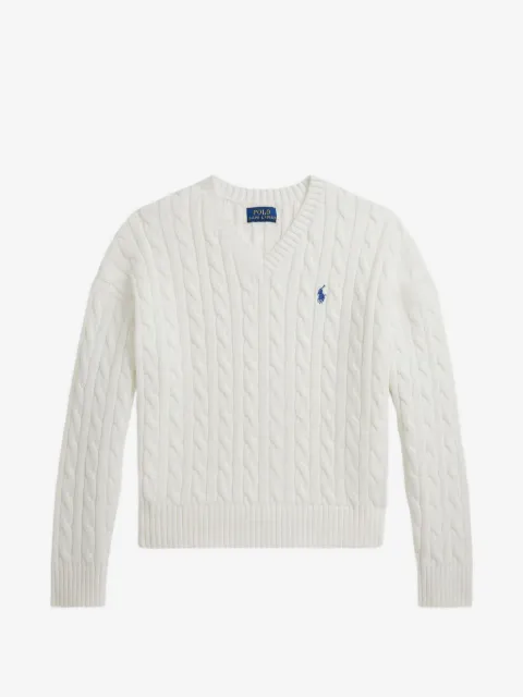 POLO RALPH LAUREN KIDS cable knit V-neck sweater