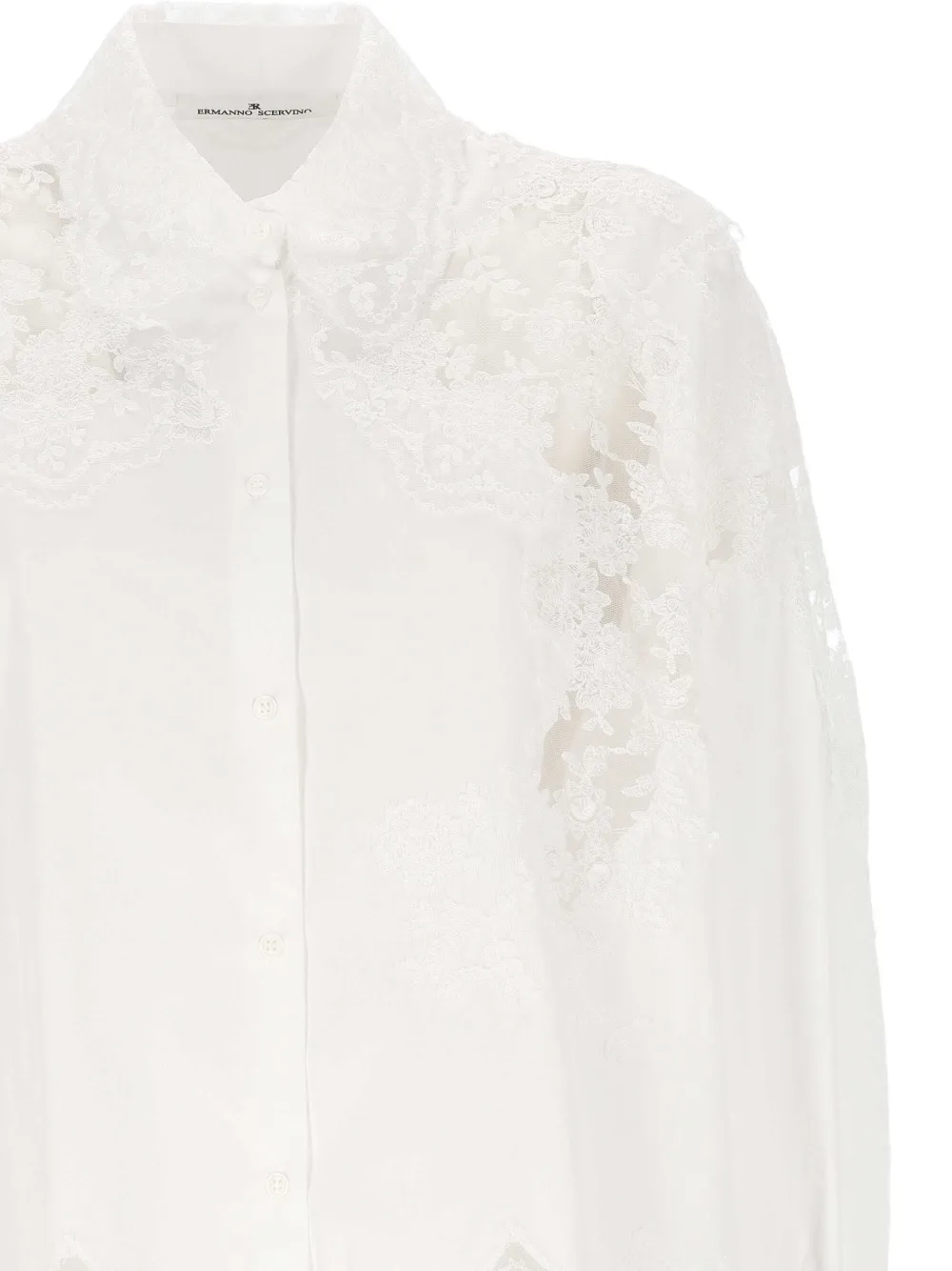 Ermanno Scervino Chemise à Détail En Dentelle - Blanc 