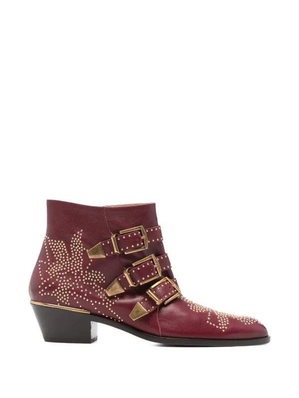 Chloé Buckle-fastening Embellished Boots in Red