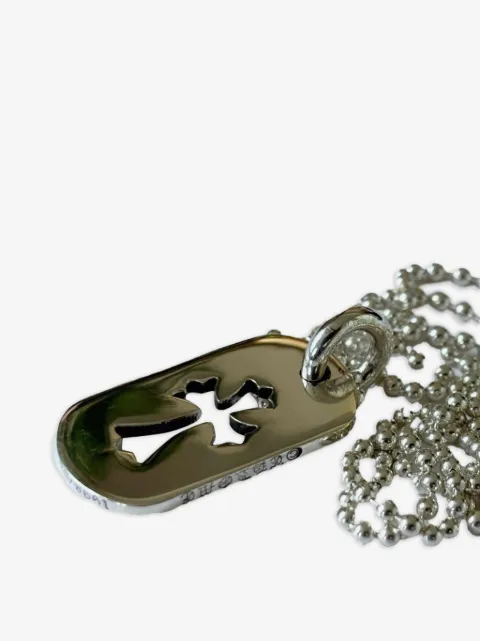 Chrome Hearts small cross dog tag ball-chain necklace