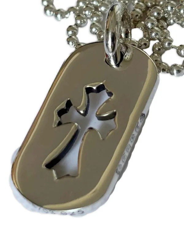 Chrome Hearts Small Cross Dog Tag ball-chain Necklace | Silver