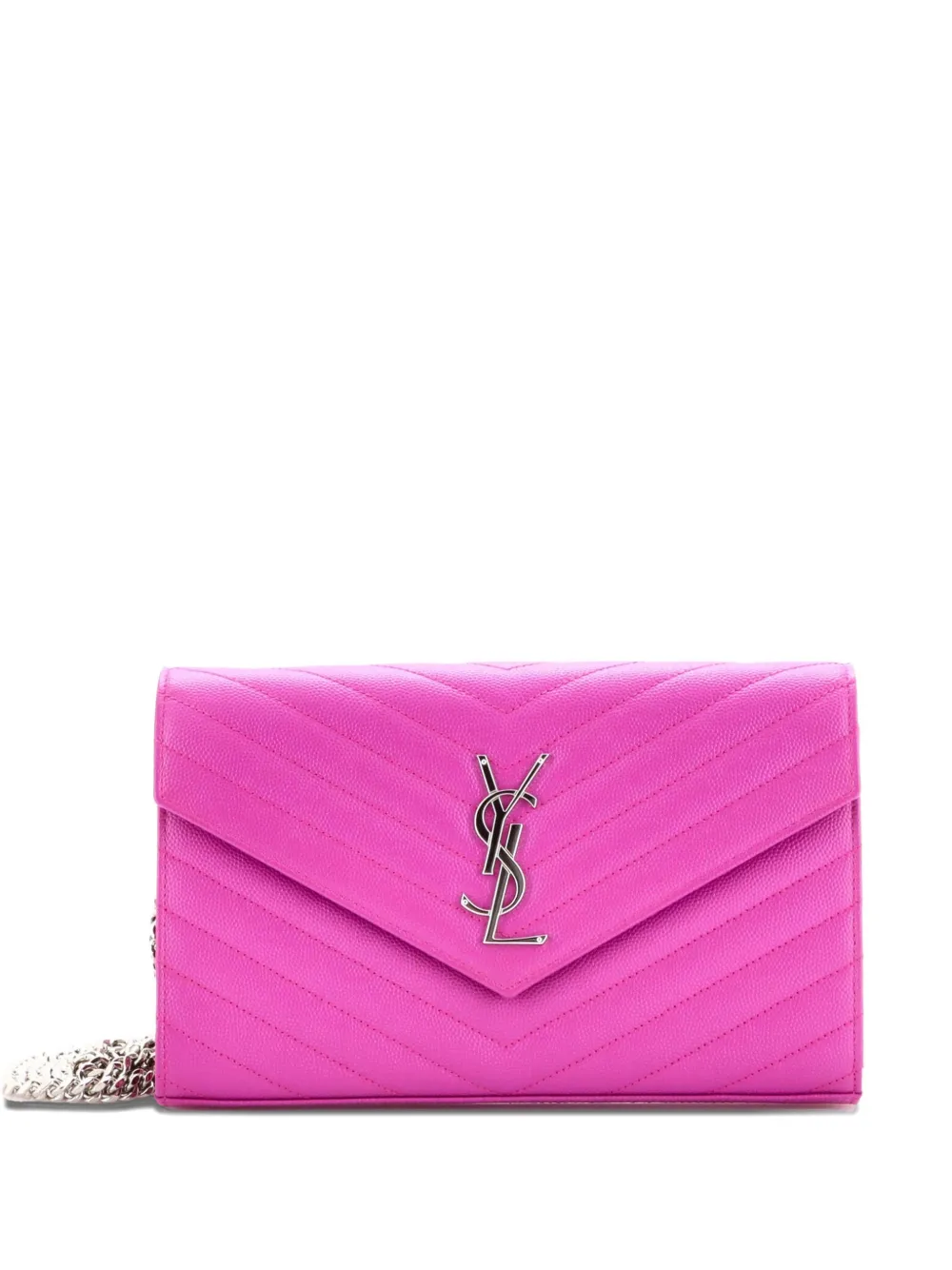Saint Laurent Pre-Owned Classic Monogram Wallet on Chain Matelasse Chevron Leather Medium crossbody bag - Viola