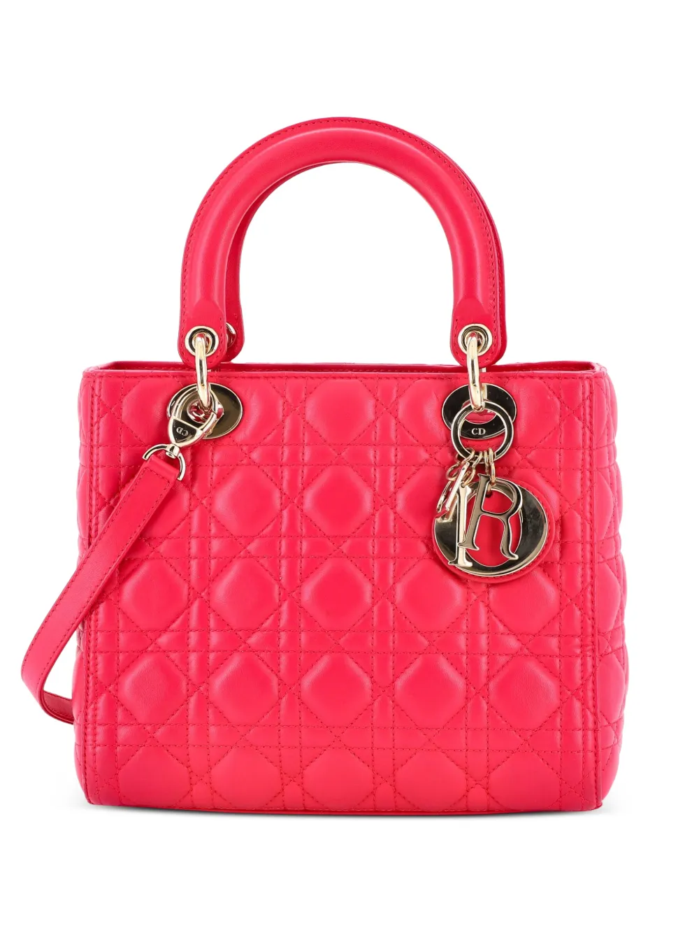 Christian Dior Pre-Owned Lady Dior Bag Cannage Quilt Lambskin Medium satchel - Rosa