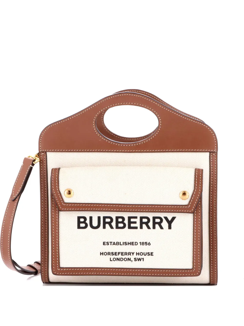 Burberry Pre-Owned Logo Pocket Tote Canvas with Leather Mini crossbody bag - Toni neutri