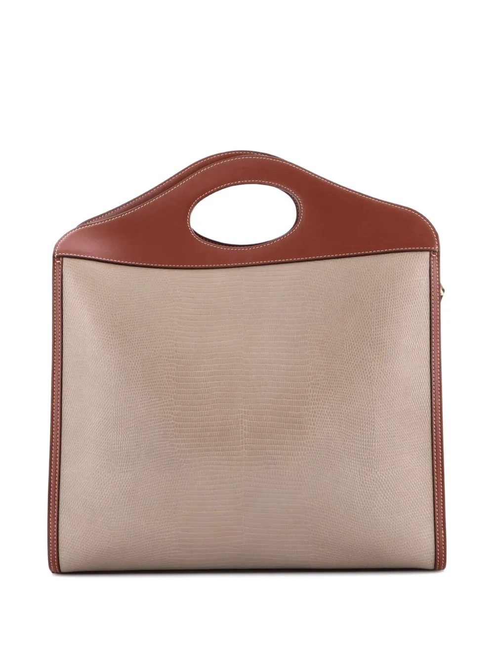  Burberry Pre-owned Bolso Shopper Pocket Mediano De Piel Con Efecto De Piel De Lagarto En Relieve - Neutro 