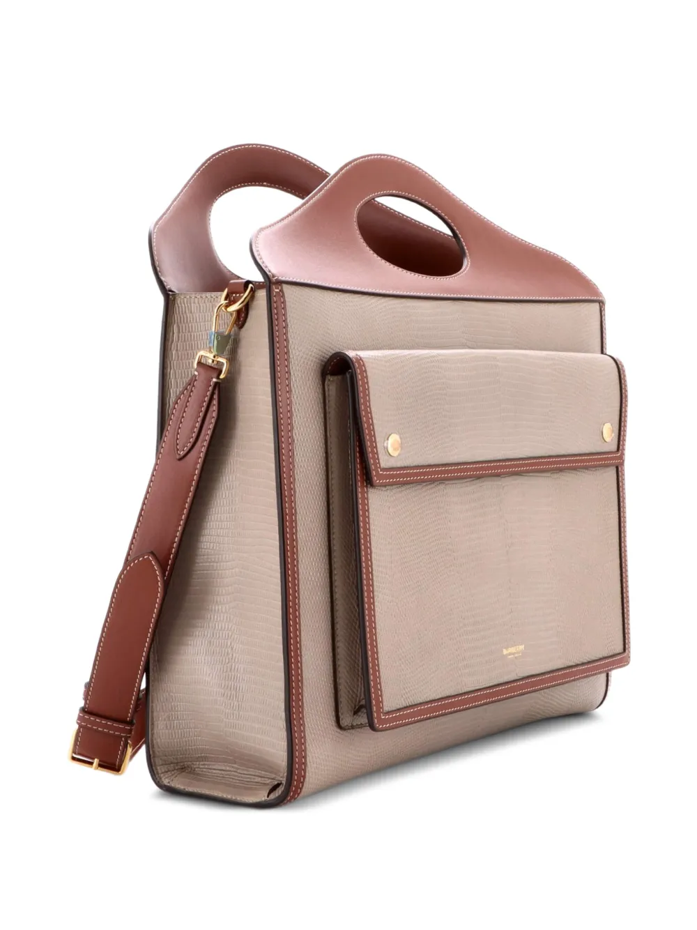  Burberry Pre-owned Bolso Shopper Pocket Mediano De Piel Con Efecto De Piel De Lagarto En Relieve - Neutro 
