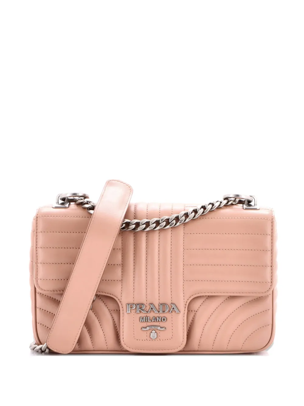 Prada Pre-Owned Chain Flap Shoulder Bag Diagramme Quilted Leather Medium crossbody bag - Toni neutri