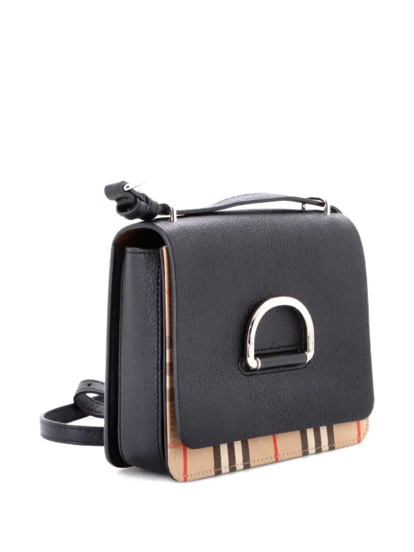 美品✨Burberry バーバリー Dリング ミディアム レザーショルダーバッグ Burberry Pre-Owned D-リング レザー＆ヴィンテージチェックキャンバス