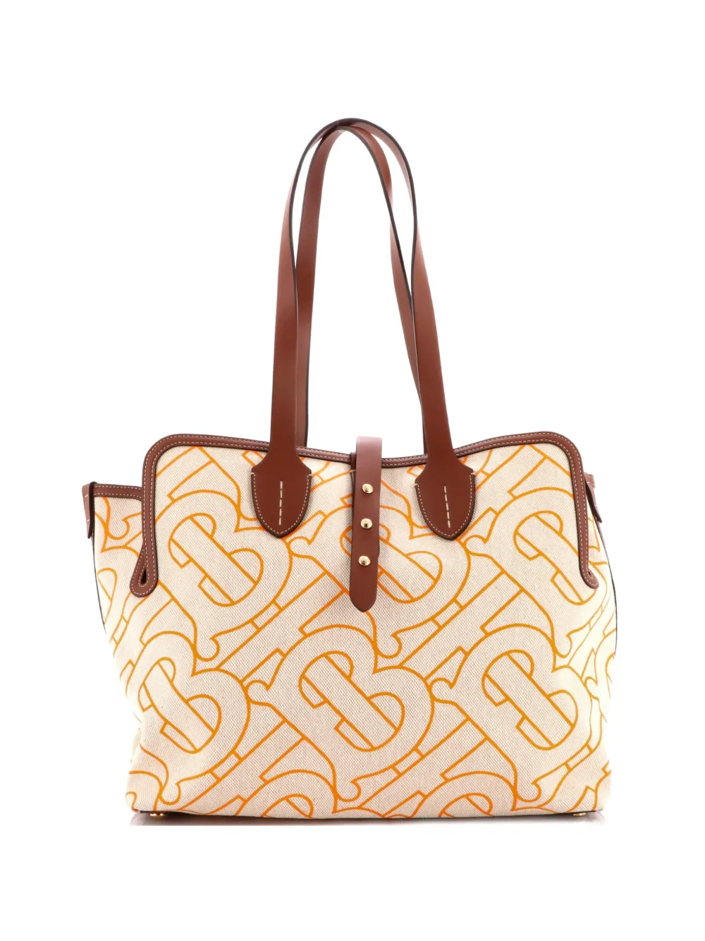 Burberry Pre-Owned Soft Belt Bag XL TB Monogram Printed Canvas Medium tote bag - Marrone