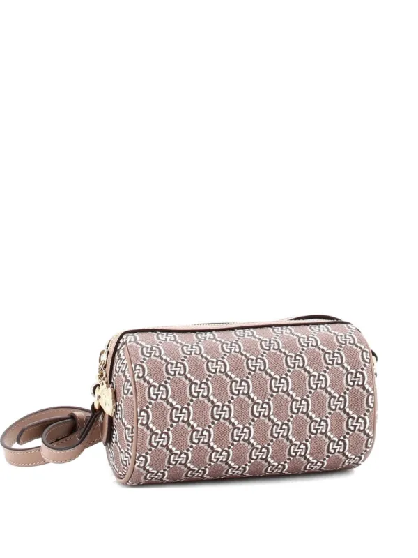 Gucci Pre-owned Cylindrical GG Shadow Coated Canvas Mini Shoulder Bag in Brown