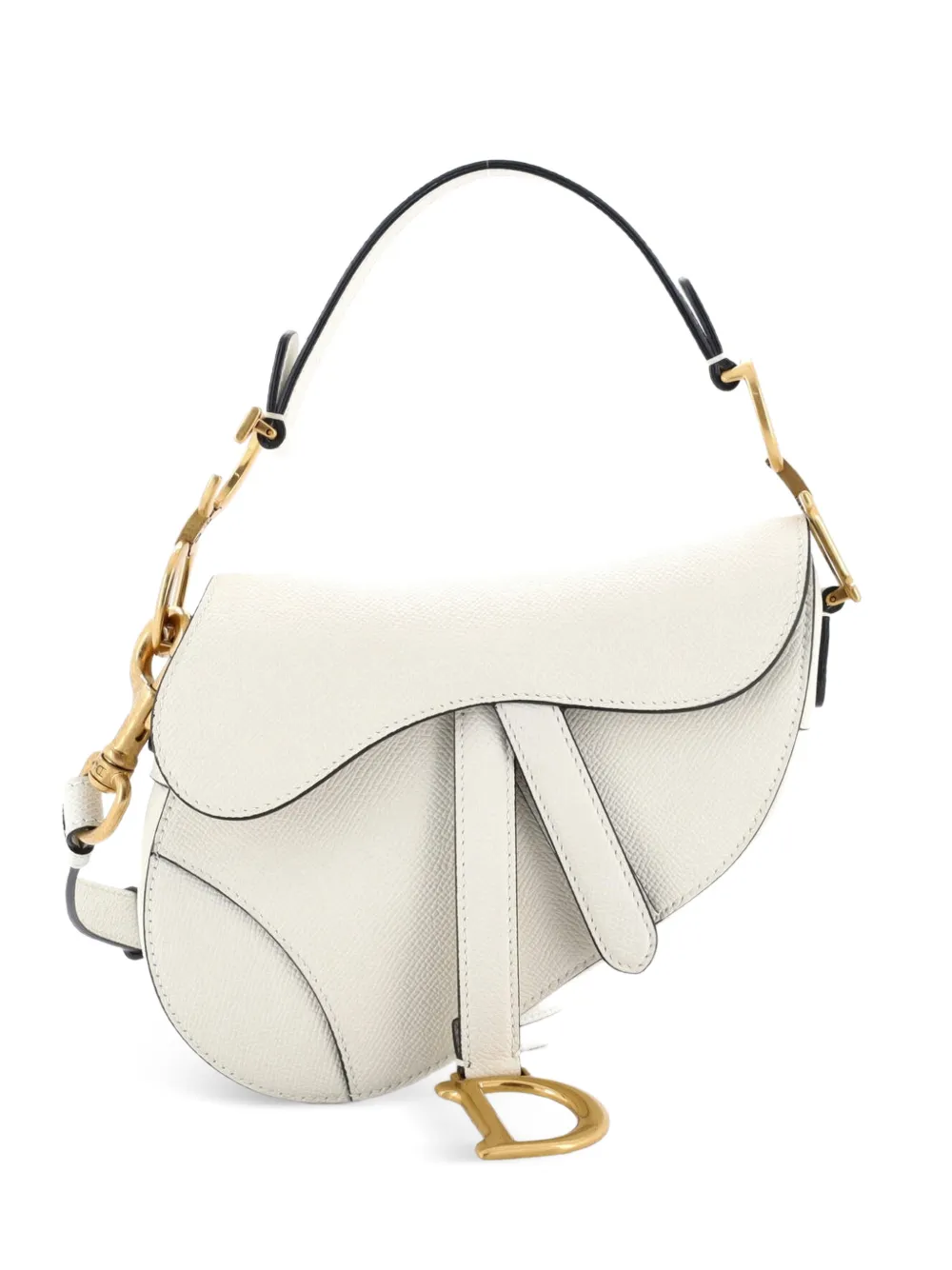 Christian Dior Pre-Owned Saddle Handbag with Strap Leather Mini shoulder bag - Bianco