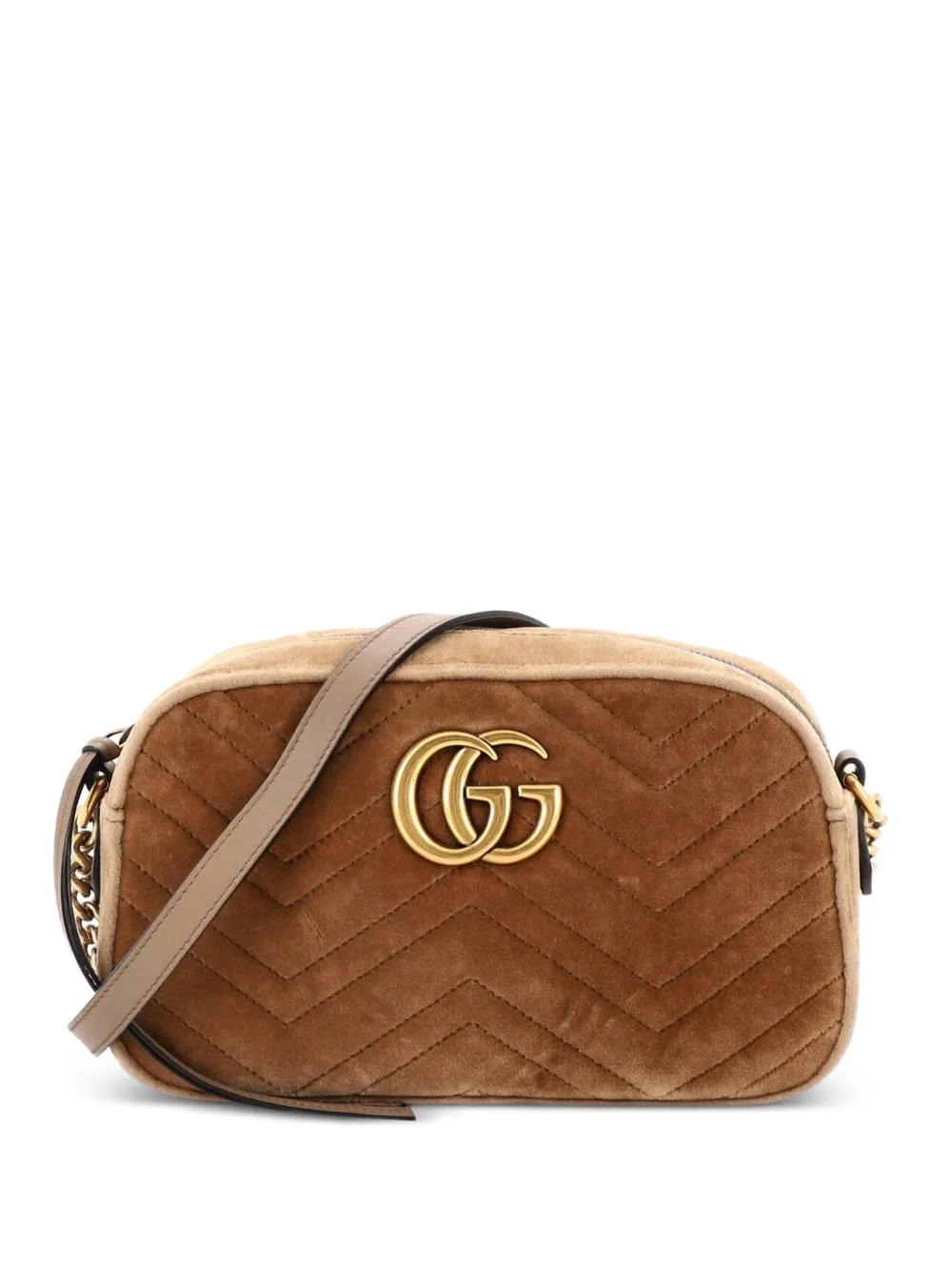 Gucci Pre-Owned GG Marmont Shoulder Bag Matelasse Velvet Small crossbody bag - Marrone