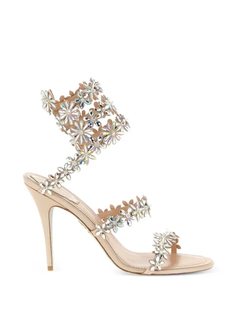 René Caovilla Eva floral crystal sandals