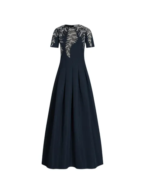 Oscar de la Renta fern embroidered faille gown